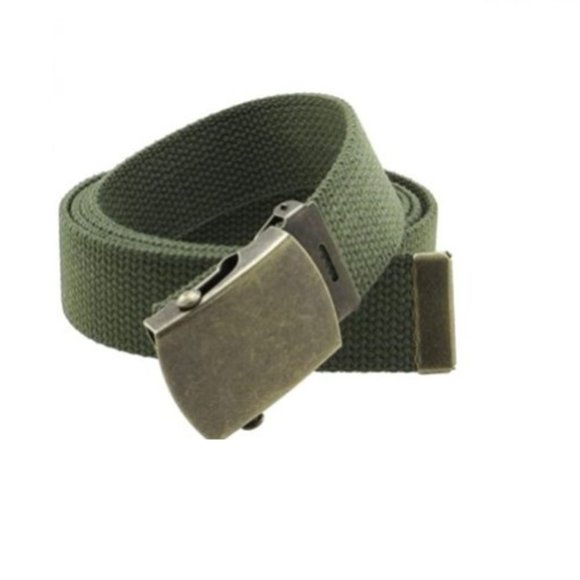 Lot 12 Army Canvas Web Belt Military Style with Brass Buckle Adjustable one size - Picture 3 of 5